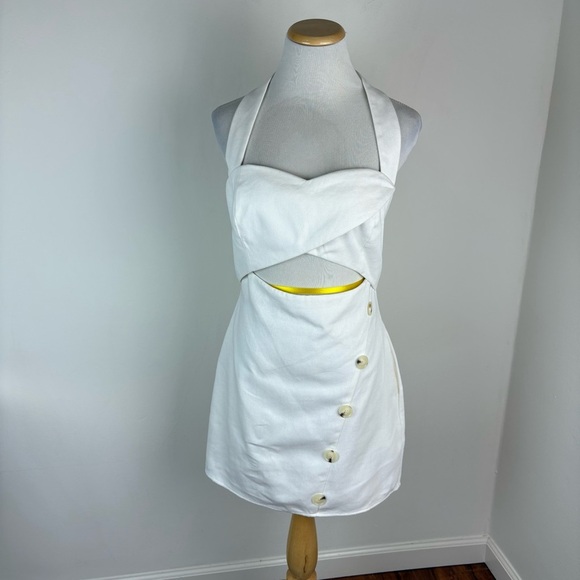 Anthropologie Mare Mare Button Front Halter Mini Dress White Size S - Picture 6 of 9